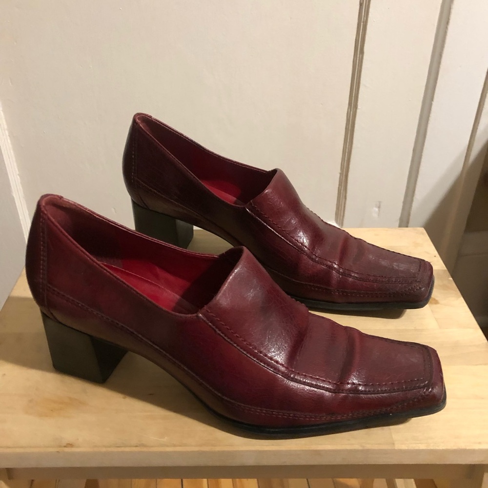 Franco Sarto Burgundy Leather Loafers